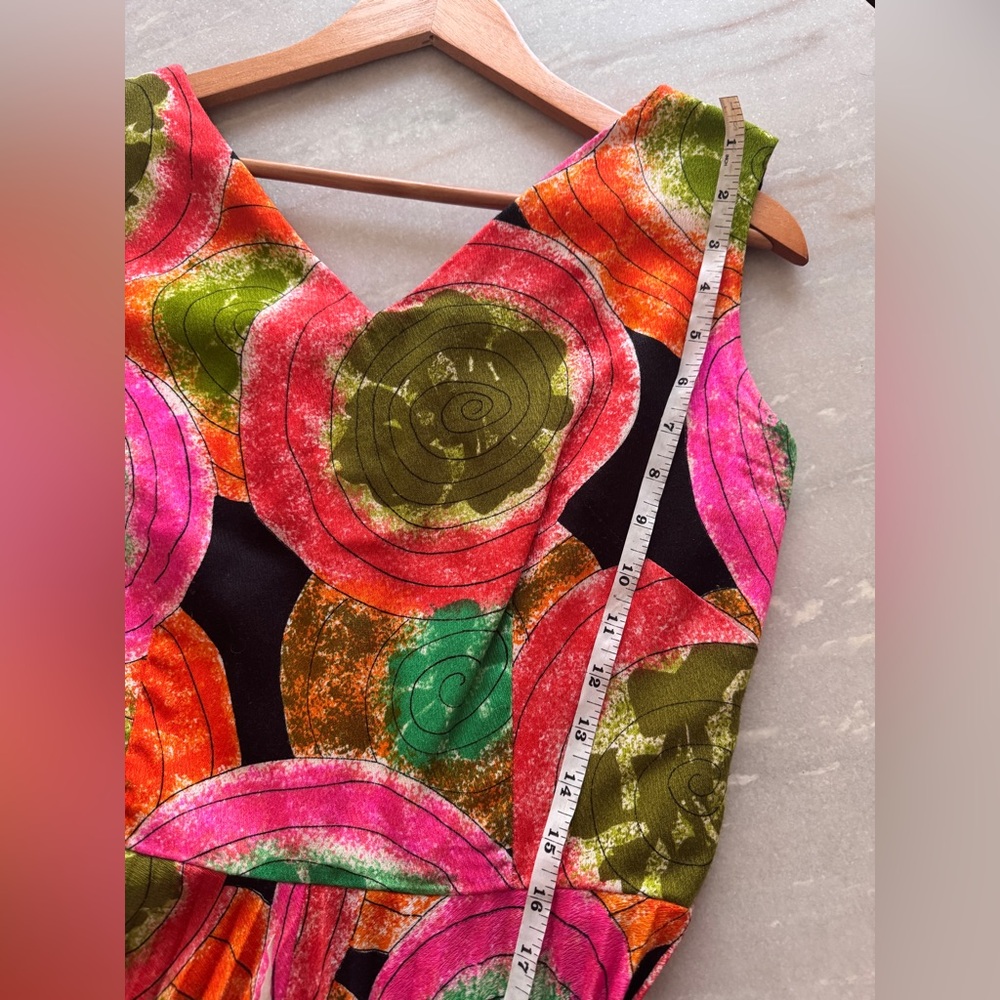 RARE Alice Polynesian Vintage 1970s Vibrant Multicolor Maxi Jumpsuit - Picture 9 of 11